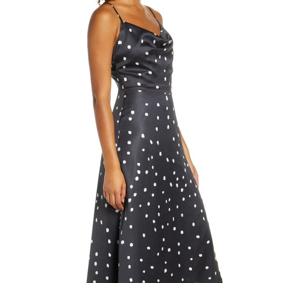 Foxiedox Black/White Chiffon A-Line Midi Dress NWT - Picture 3 of 8